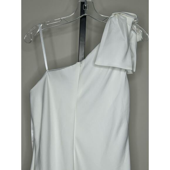 Ieena‎ Mac Duggal Gown- size 10- white one shoulder bow detail thigh slit - Picture 8 of 8